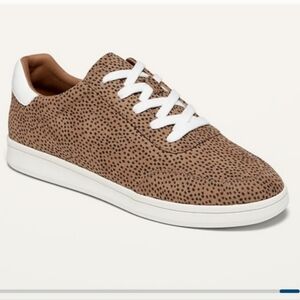 OLD NAVY animal Print Faux Suede Look & White Sneakers Size 8